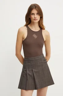Guess top GUENDALINA damski kolor brązowy W4RP43 KAZH2 - Koszulki sportowe damskie - miniaturka - grafika 1