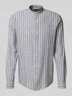 Koszule męskie - Koszula casulowa o kroju slim fit z mieszanki lnu ze stójką - miniaturka - grafika 1
