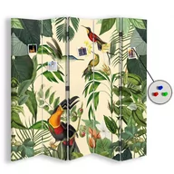 Parawany - Parawan pokojowy FEEBY, Ptaki w tropikalnym lesie 5, Dwustronny PIN 180x170cm 5-częściowy - miniaturka - grafika 1
