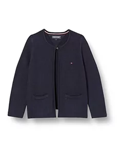 Tommy Hilfiger Dziewczęcy AME teksturowany kardigan L/S sweter, Czarny irys, 86 cm - Swetry damskie - miniaturka - grafika 1