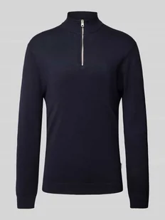 Sweter z dzianiny z mieszanki wiskozy ze wzorem ze stójką - Swetry męskie - miniaturka - grafika 1