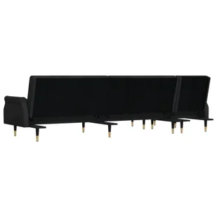 Sofa rozkładana L, czarna, 271x140x70 cm, aksamit Lumarko! - Narożniki - miniaturka - grafika 6