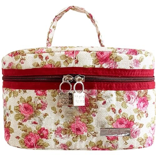 Neceser Kwiaty Tapicerka 20x12x14 cm, Wielobarwny, Neceser - makijaż - podróż - etui