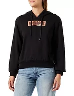 Bluzy damskie - Love Moschino Damska bluza z kapturem o regularnym kroju z długim rękawem, czarny, 44 - miniaturka - grafika 1