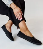 Botki damskie - Czarne tenisówki wsuwane eko skóra Wordana -40 - miniaturka - grafika 1