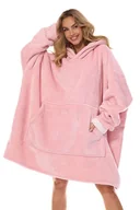 Szlafroki damskie - Maxi różowa bluza Hoodie bez nadruku uni - miniaturka - grafika 1