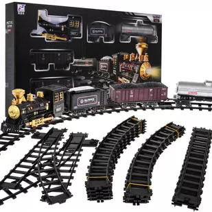 Kolejka z funkcją Dymu dla dzieci 5+ Długi tor + Lokomotywa retro + 4 wagony - Tory, garaże, parkingi - miniaturka - grafika 1