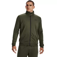 Bluzy sportowe męskie - Męska bluza rozpinana bez kaptura Under Armour Sportstyle Tricot Jacket - khaki - UNDER ARMOUR - miniaturka - grafika 1