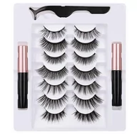 Sztuczne rzęsy i akcesoria - Aptel, Rzęsy Magnetyczne 7 Par + Pęseta + Eyeliner X 2 9x03mm Ag851b - miniaturka - grafika 1