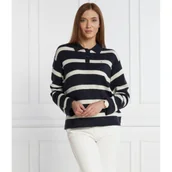 Swetry damskie - Tommy Hilfiger Wełniany sweter SOFT WOOL POLO-NK SWEATER | Regular Fit - miniaturka - grafika 1
