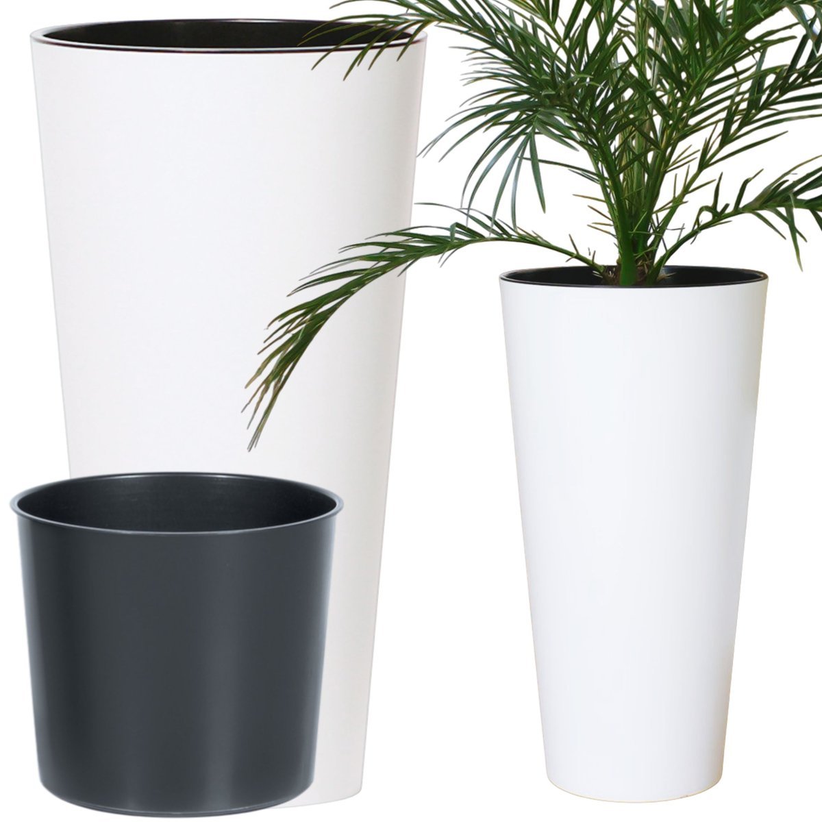 Doniczka okrągła matowa 20cm z wkładem Donica + wkład dystansowy