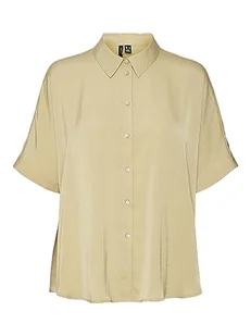 VERO MODA VMKATRINE S/S koszula damska Oversized Shirt WVN NOOS, khaki, S - Koszule damskie - miniaturka - grafika 1