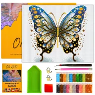 Zabawki kreatywne - Haft Diamentowy z Ramą Mozaika 5D 30x40 Obraz Motyl Diamond Painting OhArt! - miniaturka - grafika 1