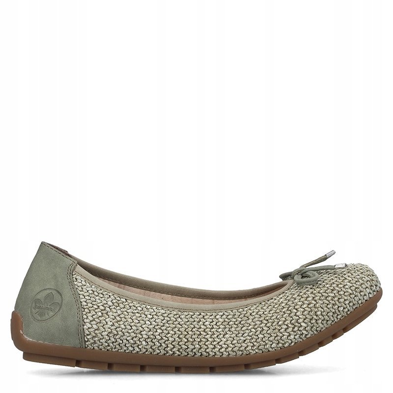 Rieker Baleriny Damskie Płaskie Z Kokardką Zielone 43850-52 r.37