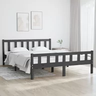 Łóżka - Lumarko Rama łóżka, szara, lite drewno, 150x200 cm, King Size - miniaturka - grafika 1