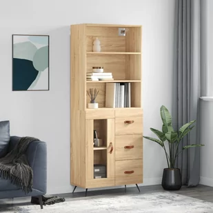 Witrynka, dąb sonoma, 69,5x34x180 cm, materiał drewnopochodny Lumarko! - Witryny - miniaturka - grafika 1
