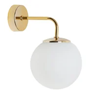 Lampy ścienne - Lampa kinkiet ścienny Siena glamour 1xE14 klosz kula szklana złoty/biała Light Home LH - miniaturka - grafika 1