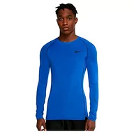 Koszulki męskie - Nike DD1990-480 M NP DF Tight TOP LS Bluza męska gra Royal/czarny/czarny S - miniaturka - grafika 1