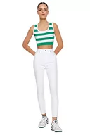 Spodnie damskie - Trendyol Damskie spodnie jeansowe z wysokim stanem, biały, 64 - miniaturka - grafika 1