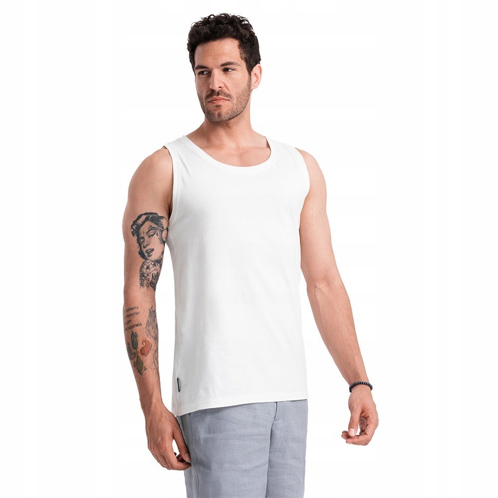 Męska bawełniana koszulka tank top BASIC biała V1 OM-TSBT-0192 XL