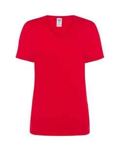 T-shirt Damski czerwony dekolt w serek roz. XL - Odzież robocza - miniaturka - grafika 1