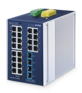 Pozostałe akcesoria sieciowe - PLANET Industrial L2+ 24-Port Managed Switch IGS-4215-24T4X Zarządzany L2+ Gigabit Ethernet (10/100/1000) Aluminium, Niebieski - miniaturka - grafika 1