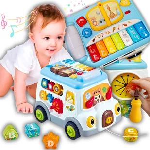AUTO EDUKACYJNE INTERAKTYWNE AUTOBUS DŹWIĘK PIANINO SORTER NAUKA DLA DZIECI - Zabawki interaktywne dla dzieci - miniaturka - grafika 1