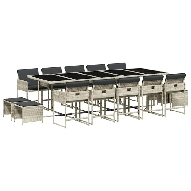 Zestaw Mebli Ogrodowych Rattan PE 275x106x73cm Jasnoszary