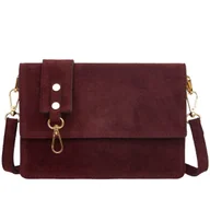 Torebki damskie - Mała Torebka Zamszowa Vezze Frena Bordowa - miniaturka - grafika 1