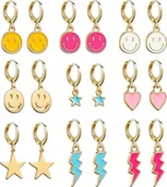 Kolczyki - Zestaw Kolczyki do Uszu Sztyfty Preppy 9-Par 9-Wzorów - miniaturka - grafika 1