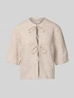 Swetry damskie - Kurtka z dzianiny o luźnym kroju z wiązanym detalem model ‘SIMONI’ - miniaturka - grafika 1