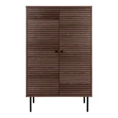 Meble do przedpokoju - Szafka z półkami Kyoto, 2 drzwi, fornir dębowy, wędzony, czarne metalowe nogi 80x40x130 cm - miniaturka - grafika 1