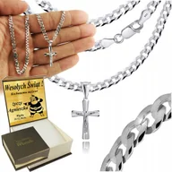 Naszyjniki męskie - Srebrny Łańcuszek Męski Naszyjnik Pancerka Srebro 925 Z Krzyżykiem Grawer - miniaturka - grafika 1