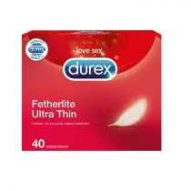 Durex Fetherlite Ultra Thin cieńsze prezerwatywy dla poczucia większej bliskości 40szt