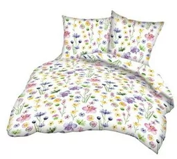 Karo Pościel z kory 200x220 135B biała łączka kolorowe kwiatki - Pościel - miniaturka - grafika 1