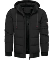 Kurtki męskie - Kurtka męska zimowa z odpinanym kapturem czarna Recea - miniaturka - grafika 1