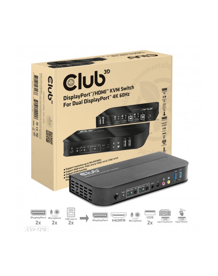 Club 3D CSV-7210 huby i koncentratory