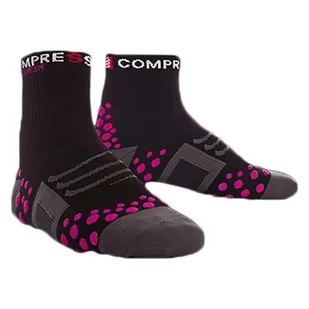 COMPRESSPORT skarpetki rowerowe BIKE SOCKS HI czarno- różowe - Skarpetki sportowe męskie - miniaturka - grafika 1
