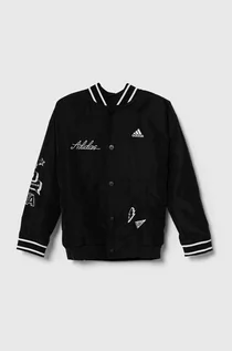 Kurtki i płaszcze dla dziewczynek - adidas kurtka bomber dziecięca J BLUV Q3 WVJKT kolor czarny - grafika 1