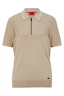 HUGO Męska bluza polo Sayfong-1 Slim-Fit z zapięciem na zamek błyskawiczny i mieszanką struktury, jasny beż, M - Bluzy męskie - miniaturka - grafika 1