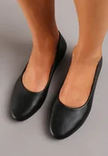 Baleriny - Czarne Wsuwane Balerinki z Ekoskóry na Płaskiej Podeszwie Imenna - miniaturka - grafika 1