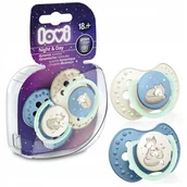 Smoczki uspokajające - LOVI DYNAMICZNY SMOCZEK USPOKAJAJĄCY DLA DZIECI NIGHT&DAY 18m+ 2szt BLUE - miniaturka - grafika 1