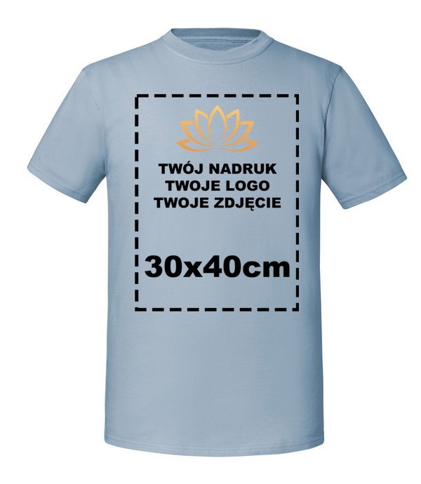 Koszulka Bawełniana Męska Z Twoim Nadrukiem 30x40cm Mineralny Błękit XL