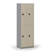 Szafki biurowe - Drewniana szafka skrytkowa, 4 schowki, zamek RFID, szary/brzoza - miniaturka - grafika 1