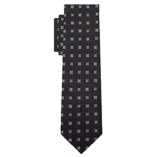 Krawaty i muchy męskie - Krawat jedwabny czarny w kwiatki EM 26 - EM Men's Accessories - grafika 1