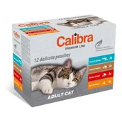 Mokra karma dla kotów - CALIBRA CAT MULTIPACK SASZETKI 100 G x 12 SZT pełnoporcjowa karma dla kotów z łososiem i trocią wołowiną kurczak w sosie - miniaturka - grafika 1