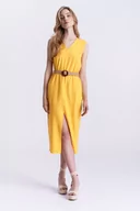 Sukienki - Casualowa sukienka midi, żółta - Greenpoint - miniaturka - grafika 1