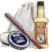 Zestawy kosmetyków męskich - Duży zestaw do stylizacji włosów - Reuzel Grooming Tonic, Reuzel Fiber Pomade, ZEW Roller - miniaturka - grafika 1