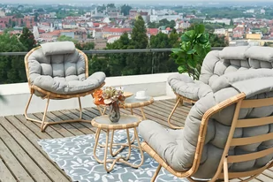 Meble ogrodowe technorattanowe Palermo Round Beige / Light Grey - Meble ogrodowe - miniaturka - grafika 1