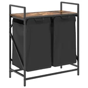 Kosze na bieliznę - Materiałowy kosz na pranie z półką przydymiony dąb S1-H46 - miniaturka - grafika 1